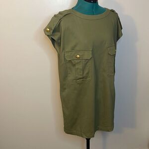 Love Moschino Olive Green Military Utility Tunic Top Soldier Army Size 8 USA